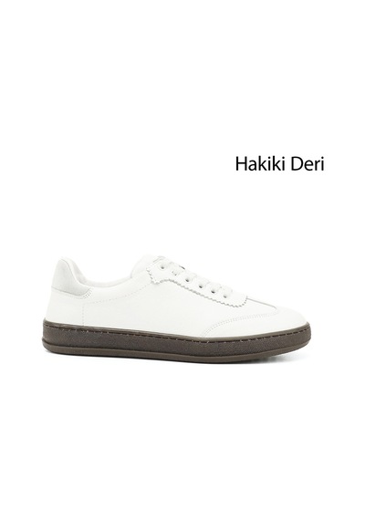 Gönderi(R) Gönderi R Beyaz Bağcıklı Hakiki Deri Sneaker Beyaz
