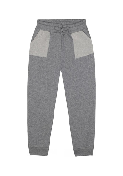 Antebies Organik, Gri Melanj Dude Aplik,bel Lastikli Bağcıklı Uzun Kollu Erkek Çocuk Sweatshirt Eşofman Takımı