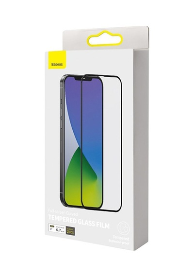 Baseus Apple Uyumlu   iPhone 12 Pro Max 3D Full Tempered Cam Ekran Koruyucu Siyah