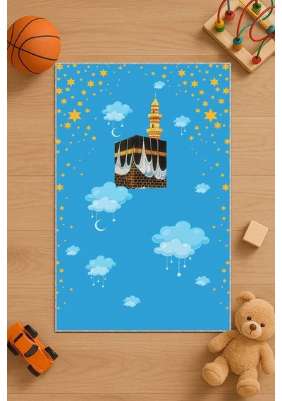 Mavi Kabe Temalı Unisex Çocuk Seccadesi Cs10n11