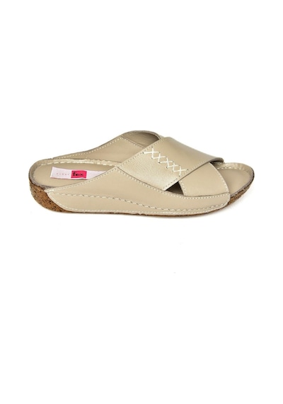 Fox Shoesp555091203 Vizon Hakiki Deri Comfort Ortopedik Taban Kadın Terlik Vizon