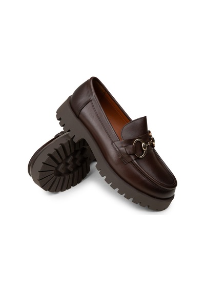 Deery Kadın Kahverengi Hakiki Deri Tokalı Loafer - 02037zkhvc02