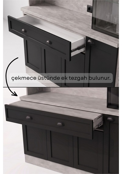 Kenzo Kahve Köşesi 150 Cm Gri - Siyah