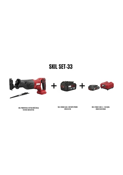 Skil Set-33 Skil Powertools 3471CA Akülü Kılıç Testere + 4AH Li Batarya + 2.5AH Batarya + 2.4A Şarj Cihazı