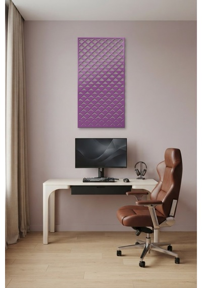 Pul Dekoratif Panel Metal Duvar Tablosu - Duvar Sanatı - Duvar Dekoru - Mor