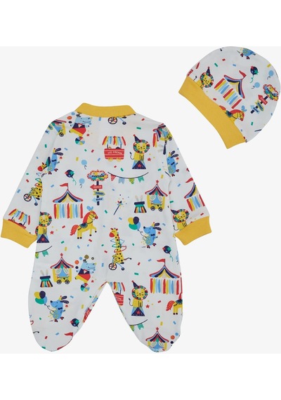 Breeze Erkek Bebek Patikli Tulum Sirk Temalı 0-6 Ay, Beyaz-beyaz Beyaz