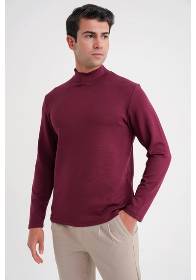 Efor Ts 894 T-shırt Slim Bordo Casual Bordo