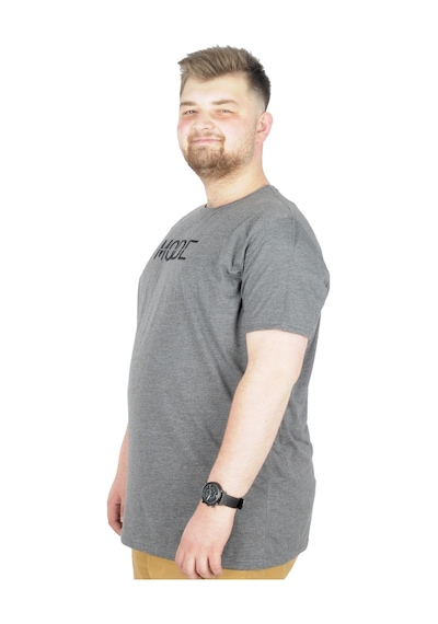 Mode Xl Büyük Beden T-Shirt Bisiklet Yaka Mode 22180 Antramelanj 001