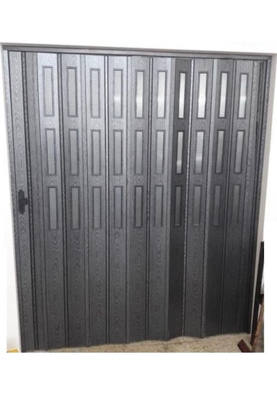 3 Sıra Camlı Akordeon Kapı, Karaağaç Ahşap Desenli 72x215cm