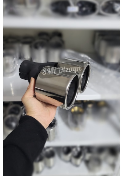 100lük Çiftli Büyük Egzoz Ucu 100 Mm Egzos-egsoz-eksoz Ucu