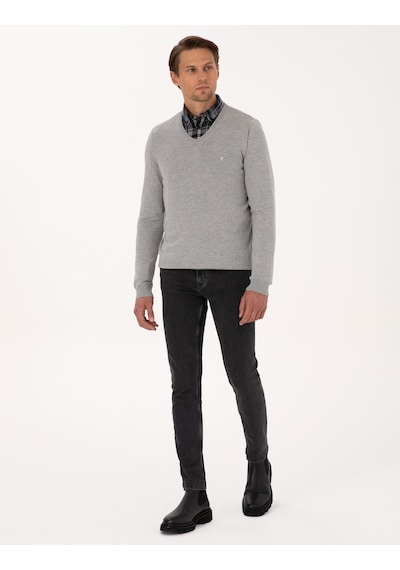 Pierre Cardin Erkek Açık Gri Melanj Kazak /triko 50314190-vr091 Açık Gri Melanj