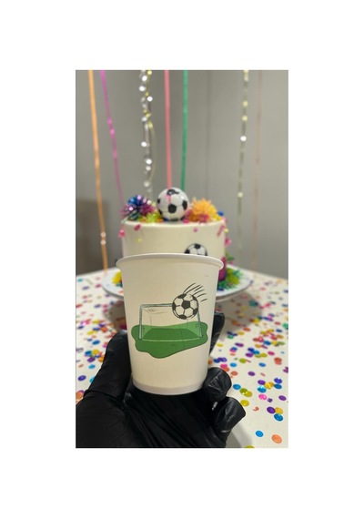 Futbol Topu-maç-kale Doğumgünü Parti Temalı Tek Kullanımlık 7 Oz 100 Adet Karton Bardak 1