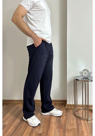 Erkek Pamuklu Cepli İpli Lastikli Bel Pijama Altı Eşofman Lacivert