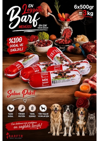 Mix Barf 3 Kg 500 Gr Salam Paket Tekli Ambalajlarda Köpek Maması-110