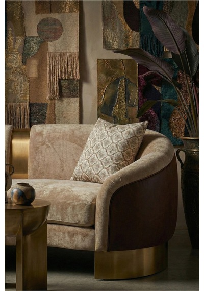 Melisa Damask Baskılı Duck Kumaş Kahverengi Kırlent 45 45 Cm - 807 45 x 45