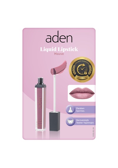 Aden Liquid Lipstick - Likit Ruj 34 Mauve Eflatun Çok Renkli