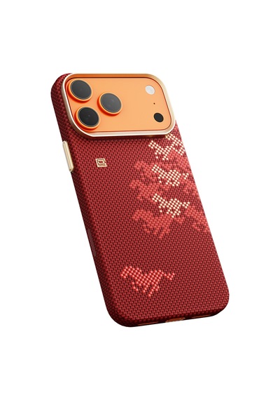 İphone 17 Pro Max Uyumlu Kılıf M-safe Özellikli Raptic Aramid Skin Chivalry Serisi Kapak Kırmızı