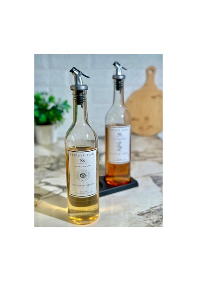 Siyah Bölmeli Standlı 2 Li 750 Ml Cam Damlatmaz Kapaklı Ayçiçek Yağı Zeytin Yağı Şişesi Yağdanlık Şeffaf 632343096 Şeffaf