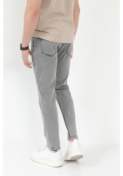 Giysa Erkek Skinny Jean Gri Kar Yıkama Düğme Kapamalı Likralı Kot Pantolon - 5602 Gri
