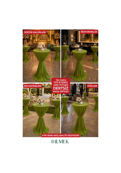 Dertsiz Bağlamalı Bistro Masa Örtüsü - Düğün Davet Organizasyon Otel Restoran Kokteyl Masa Örtüsü Haki Haki Dertsiz Bağlamalı Bistro Masa Örtüsü - Düğün Davet Organizasyon Otel Restoran Kokteyl Masa Örtüsü Haki Haki