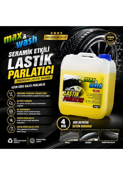 4 Kg Premium Seramik Etkili Lastik Parlatıcı Islak Görünüm, Derin Parlaklık & Uzun Süreli Etki