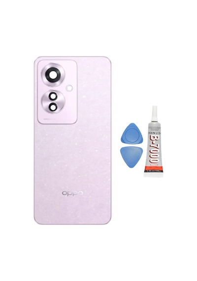 Oppo Reno 11f 5g Pembe Arka Cam Batarya Pil Kapağı Telefon Arka Kapak Yapışkan Beraber