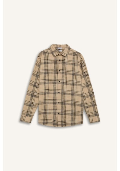 DeFacto %100 Pamuk Regular Fit Kareli Oduncu Flanel Uzun Kollu Gömlek D6727AX25SPBG540