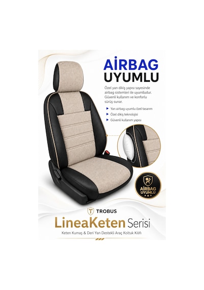 Renault Broadway 1990-2000 Uyumlu Lineaketen Serisi Ortopedik Bej Siyah Bej Koltuk Kılıfı