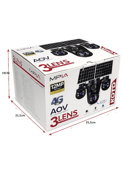 Mpıa Koto 12mp 3 Lens 4g Çift Solar Panel Hieasy Aov Sürekli Kayıt Gece Görüş Çift Yönlü Ses Turkcell Sim Kart