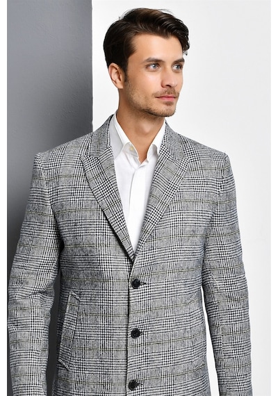 Plt8390 Dewberry Erkek Palto-ekose Gri