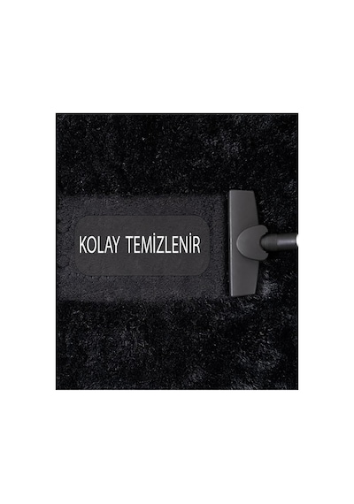 Siyah Post Peluş Yumuşak Yıkanabilir Kaymaz Dot Taban Salon Koridor Çocuk Halısı Siyah