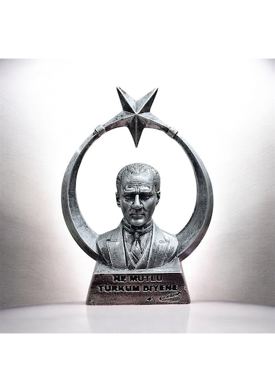 Atatürk Ayyıldız Biblo Heykel Gri