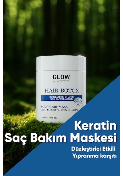 Glow Whıte Keratin Saç Botoksu Argan, Keratin Ve İpek Proteinli Yoğun Bakım Maskesi 300 Ml