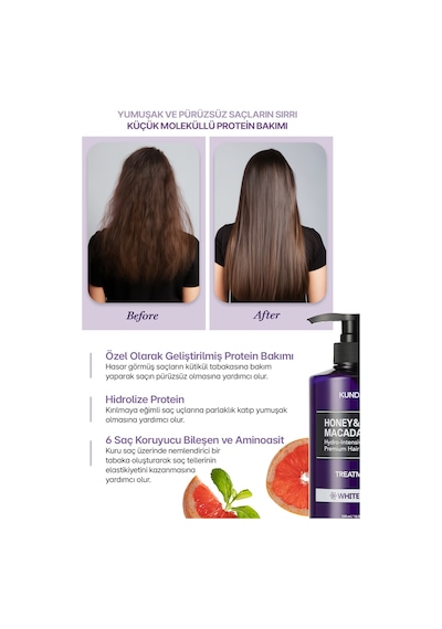 Yoğun Nemlendirici Ve Besleyici Saç Kremi Kundal Honey & Macadamia Protein Treatment Pink Grapefruit 90111036