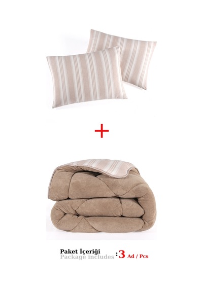 Comfort Set Yeni Nesil Wellsoft Yorganlı 3 Parça Çift Kişilik Soft Line Bej Bej