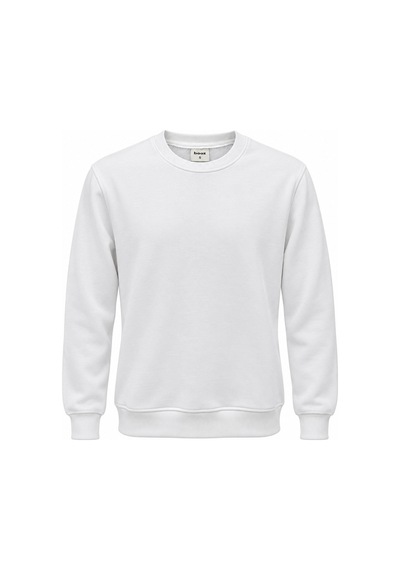 Basic Bisiklet Yaka Relaxed Regular Erkek Sweatshirt - 7773 Beyaz