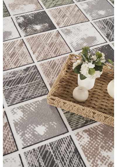 Villadia Home Textile Kaymaz Taban Modern Desen Halı Yolluk Leke Tutmaz Kolay Temizlenir Koridor Salon Yatak Mutfak Odası Vd4025yeşil Yeşil