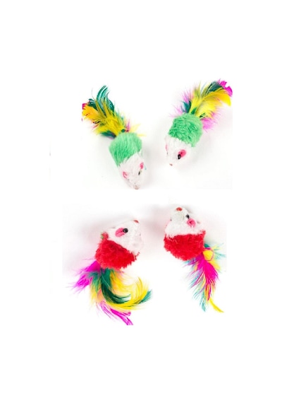 Mixpet Tüylü Mini Fare Kedi Oyuncağı 4.8 CM 4'lü