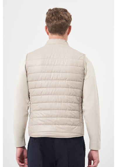 İmza Taş Rengi Kapitone Dik Yaka Düz Garnisiz-biyesiz Slim Fit Yelek 1009245151 Taş Rengi