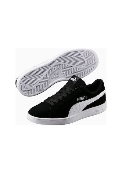 364989-01 Puma Smash V2 Unisex Spor Ayakkabı black-white Beyaz - Siyah