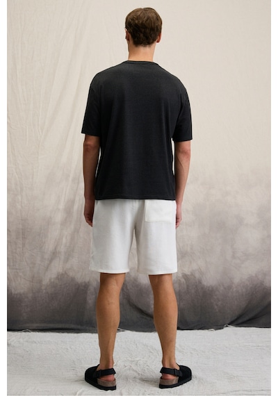 Grimelange Grımelange Tuomo Erkek Hakim Yaka Kısa Patlı Kısa Kollu Relaxed Fit Siyah T-shirt Siyah