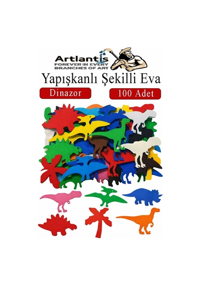 Şekilli Eva Yapışkanlı Dinazor 100 Lü 1 Paket Kendinden Yapışkanlı Eva Sticker Okul Öncesi Kreş Ana Sınıfı