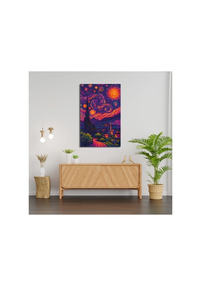 Rüya Gecesi Modern Sanat Etkili Cam Tablo Modern Dekorasyon Temalı Dekoratif Duvar Tablosu, Salon, Ev Ve Ofis Dekoru,