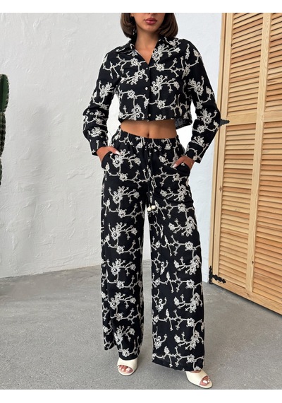 Verymoda Süzüne Nakışlı Pantolon F1927 Siyah