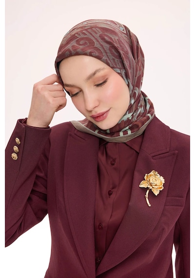Silk Home Dört Mevsim Antik Motif Viskon Velora Eşarp 6419 Kiremit Bordo