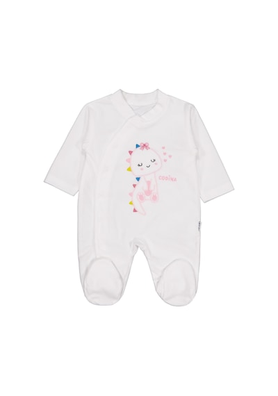 Albimini Minidamla Zürafa Nakış Çıtçıtlı 1-6 Ay Tulum - Ekru
