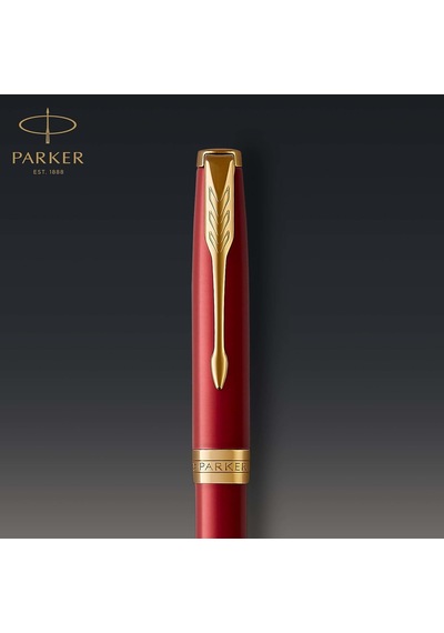 Parker Sonnet Lake Kırmızı Altın Tasarımlı Tükenmez Kalem, Orta K Çok Renkli