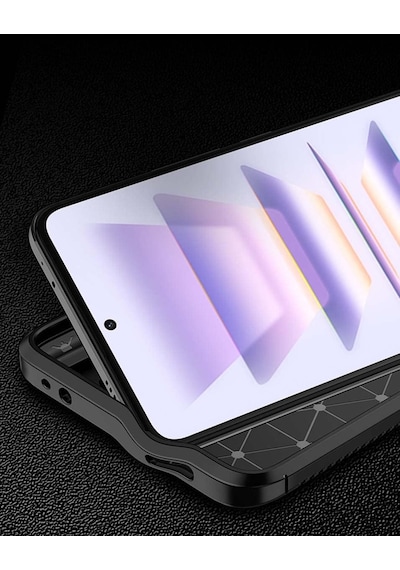 Xiaomi Poco F5 Pro Kilif Lens Karbon Tasarim Negro Silikon Kapak