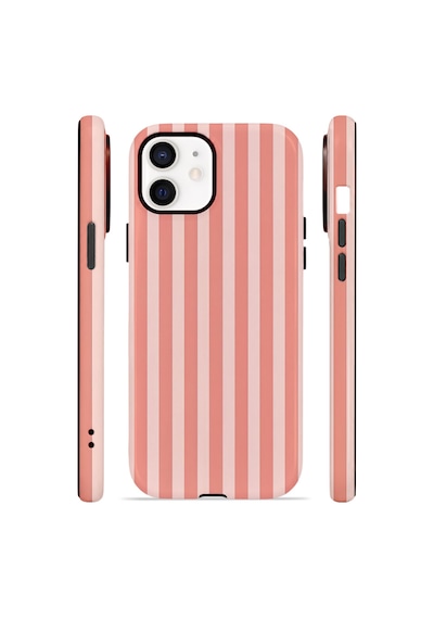 Apple iPhone Uyumlu 11 Vorian Çift Katmanlı Magsafe Kılıf Coral Riviera Stripe