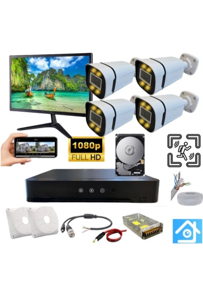 Arna 5mp 4 Warm Led Dış Mekan Kamera Seti 1 Tb Hdd Ve Monitör Dahil -st4210hm